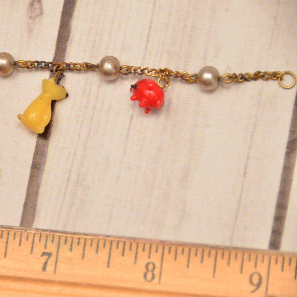 SOLD antique art glass animal bracelet penguin pig - Picture 2 of 8